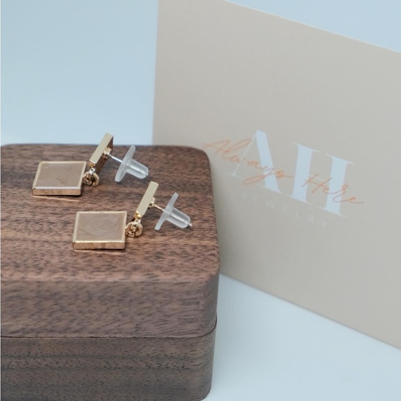 Two-Tone Square Drop Earrings - Picture 3 of 3